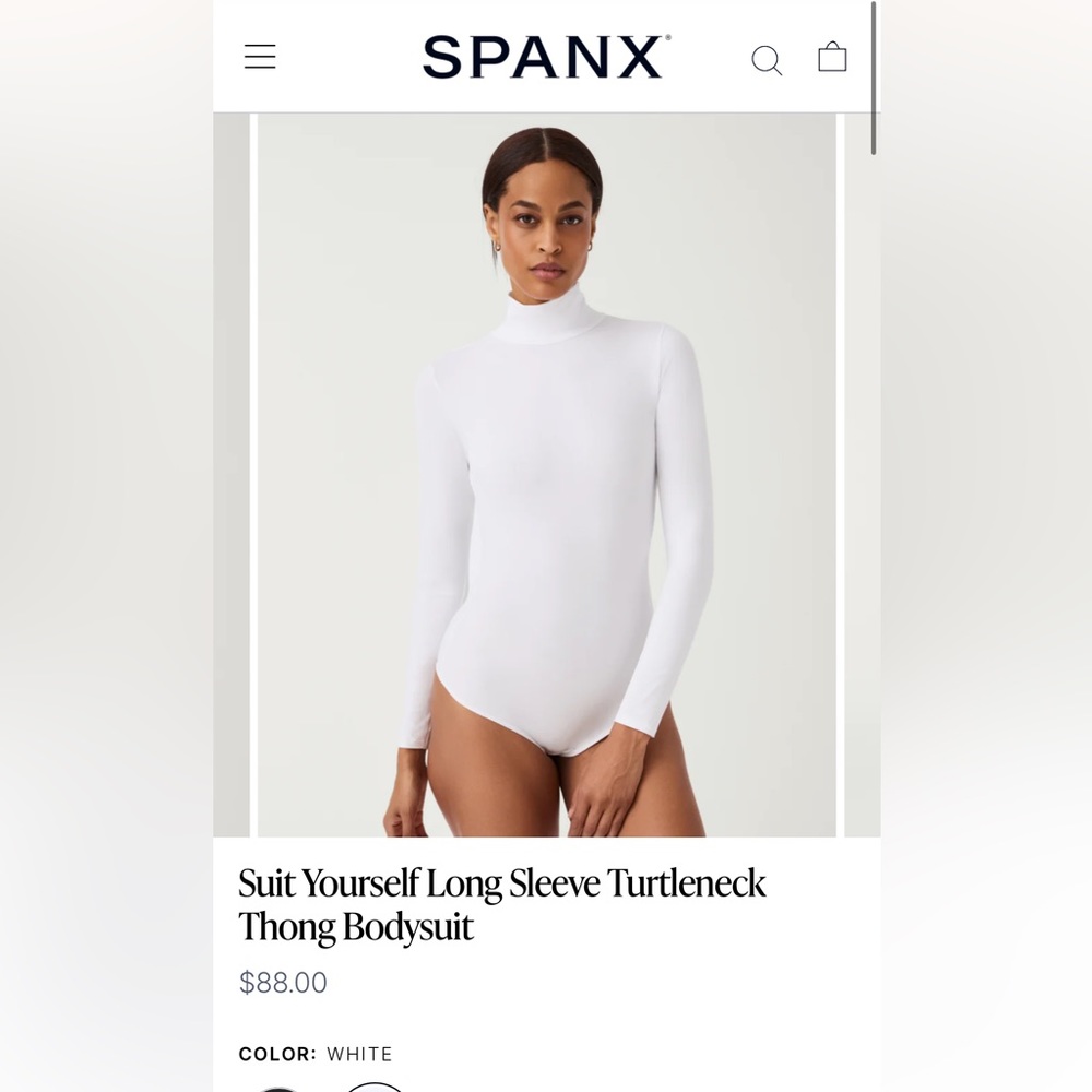 Spanx Suit Yourself White Turtleneck Bodysuit in Size Small